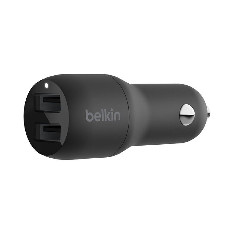 Belkin BoostCharge 24W Dual USB-A Car Charger Black, , hi-res