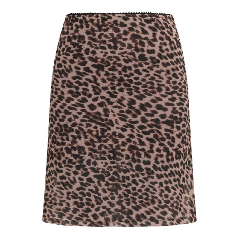BRDRLESS Annie Animal Print Mini Skirt, Brown, hi-res