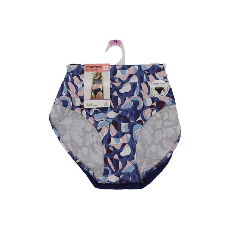 Underworks Women's Smooth Line Hi-Cut Briefs 2 Pack, Blue Dark, hi-res