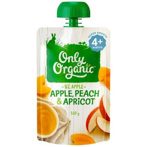 Only Organic Apple Peach & Apricot Pouch 120g