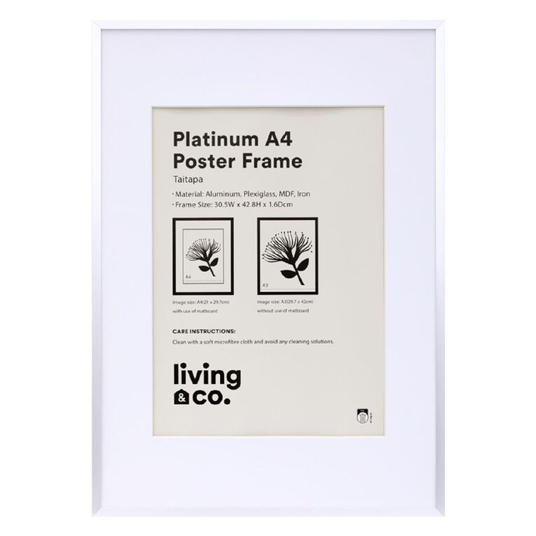 Living & Co Platinum Poster Frame A3/A4 Silver, , hi-res