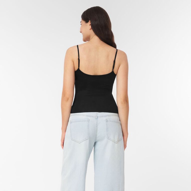 H&H Women's Contour Ruched Camisole, Black, hi-res