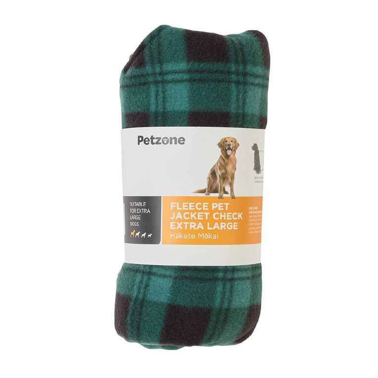 Petzone Fleece Pet Jacket Check Green XL, , hi-res