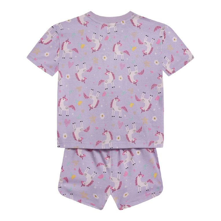 H&H Girls' Tee and Short Pyjama Set, Purple Mid, hi-res
