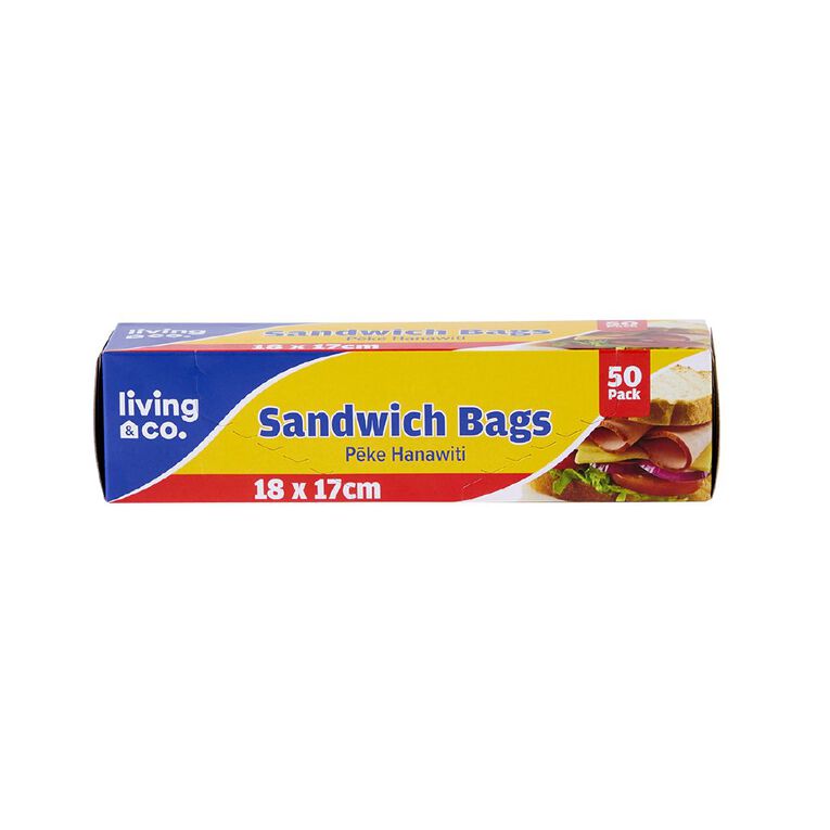 Living & Co Resealable Sandwich Bags 18 x 17cm 50 Pack