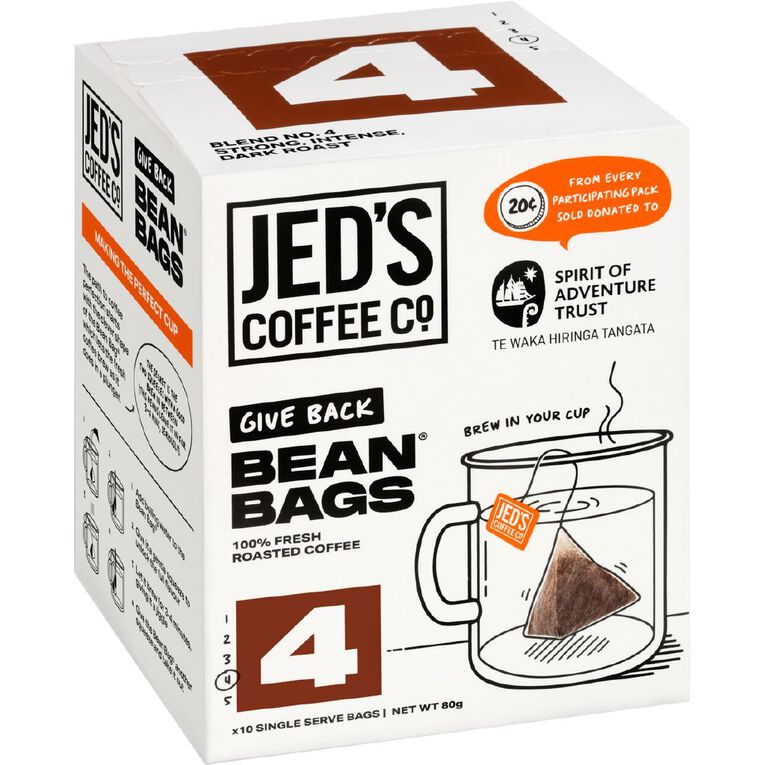 Jed's No.4 Very Strong Coffee Bean Bags 10 Pack, , hi-res