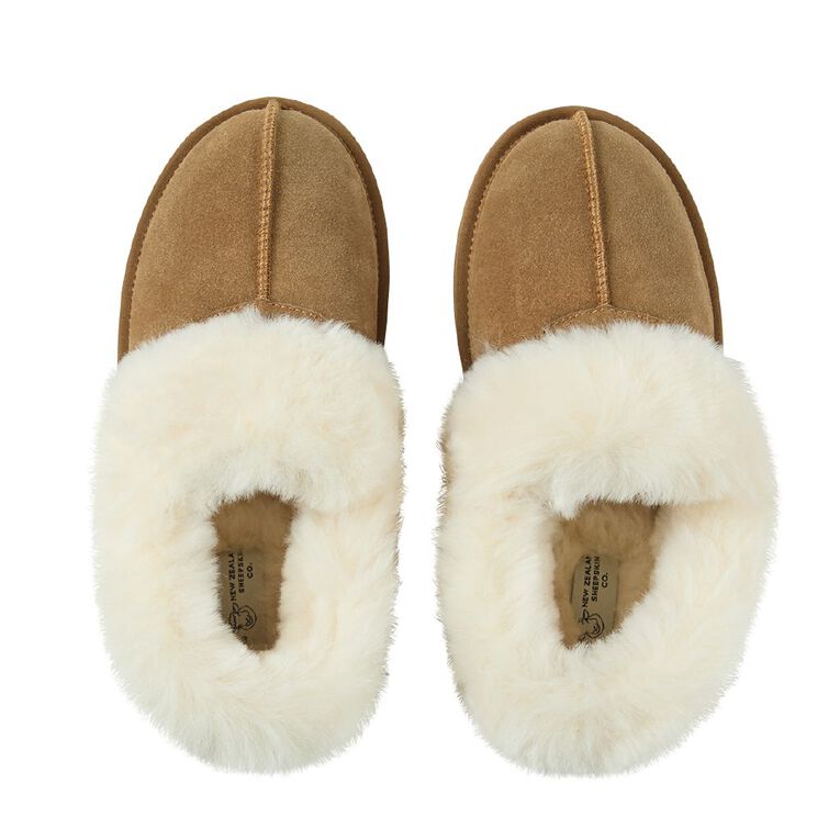 NEW ZEALAND SHEEPSKIN CO. Women's Sheepskin Lined Slipper Shoes, Brown Light, hi-res