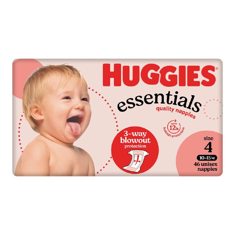 Huggies Essential Nappy Size 4 10-15kg 46 Pack, , hi-res