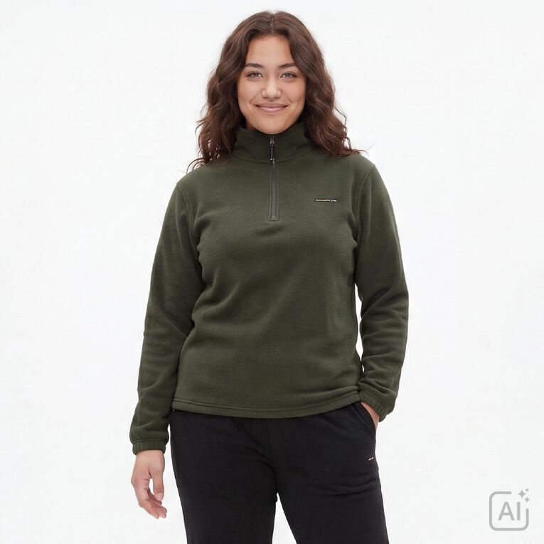 Back Country Adults' 1/4 Zip Fleece Sweater, Green Dark, hi-res