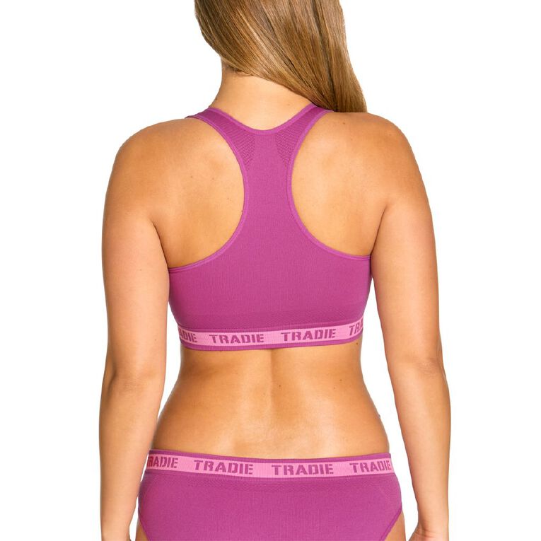 Tradie Women's Padded Racer Crop, Pink Dark, hi-res