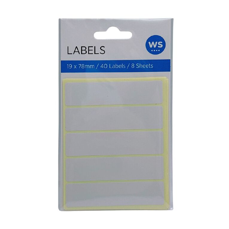 WS Rectangle Labels 1.9cm x 7.8cm 40 Pack, , hi-res