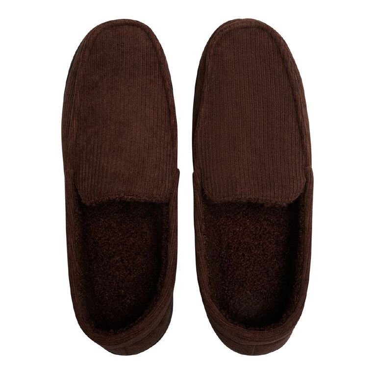 H&H Men's Howard Moccasin Slippers, Brown, hi-res