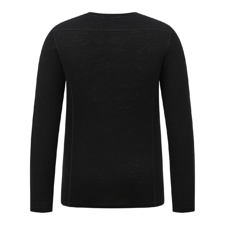 H&H Men's Merino Thermal Long Sleeve Top, Black, hi-res