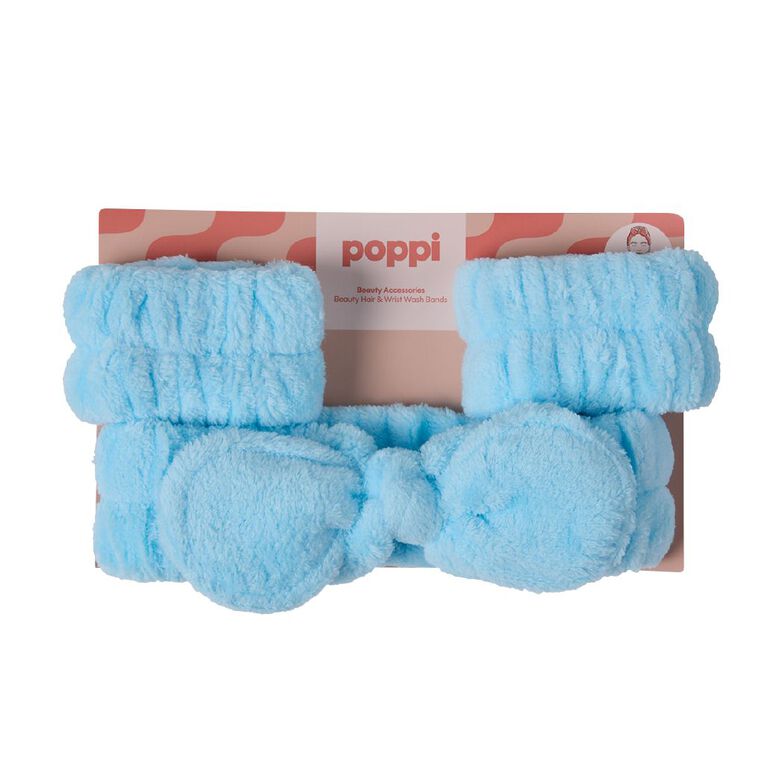 Poppi Beauty Headband and Wrist Bands Set Blue, , hi-res