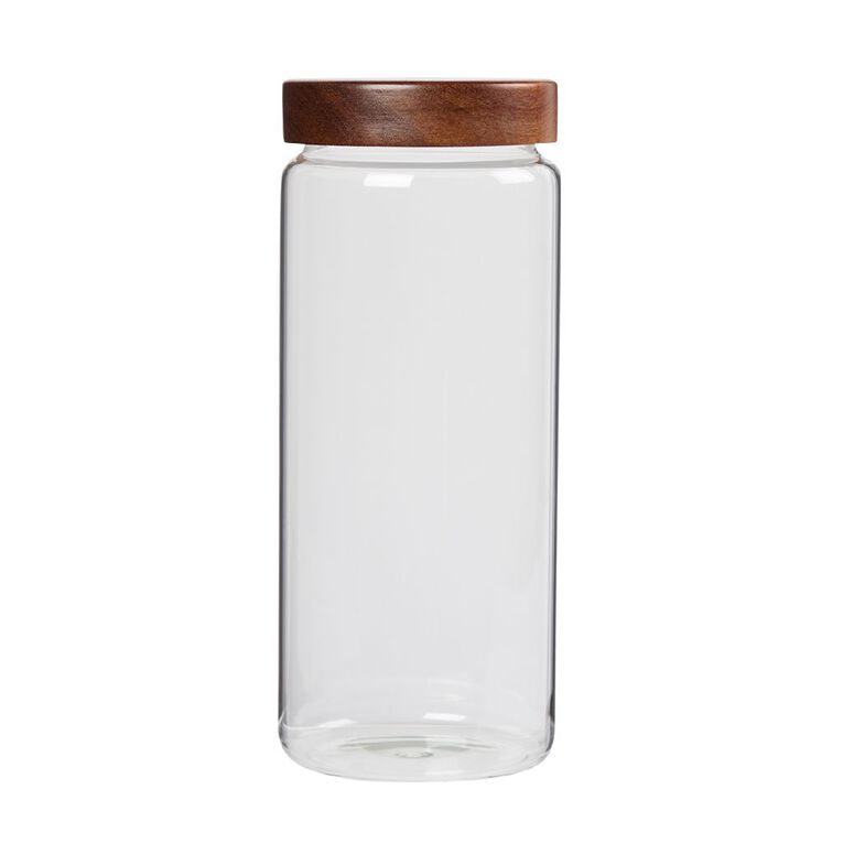 Living & Co Glass Canister With Wood Lid 2L, , hi-res