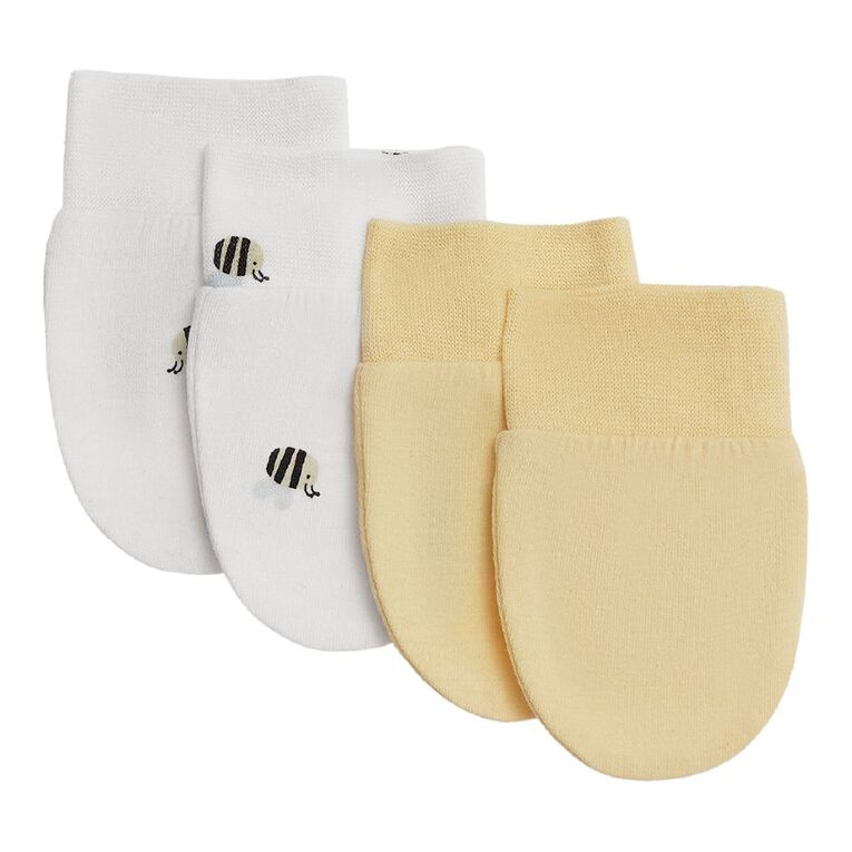 Young Original Babies' Printed Mittens 2 Pack, Cream, hi-res