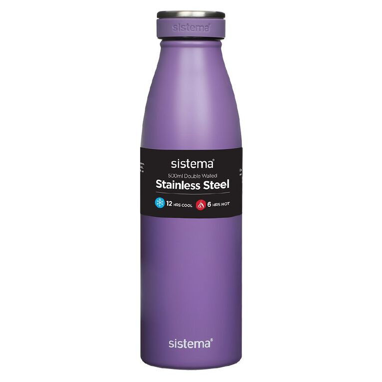 Sistema Stainless Steel Drink Bottle Assorted 500ml, , hi-res