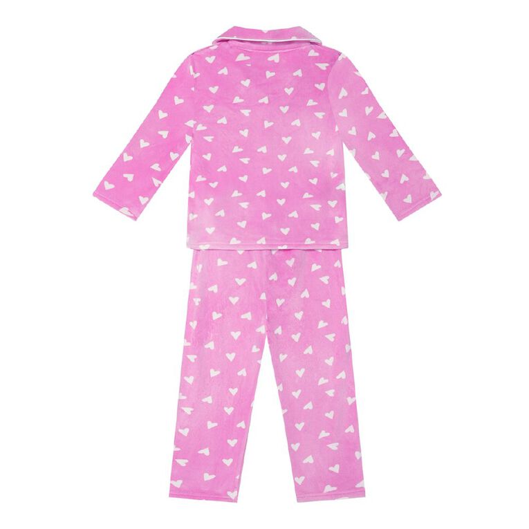 H&H Girls' Soft Mink Button Up Pyjama Set, Pink Light, hi-res
