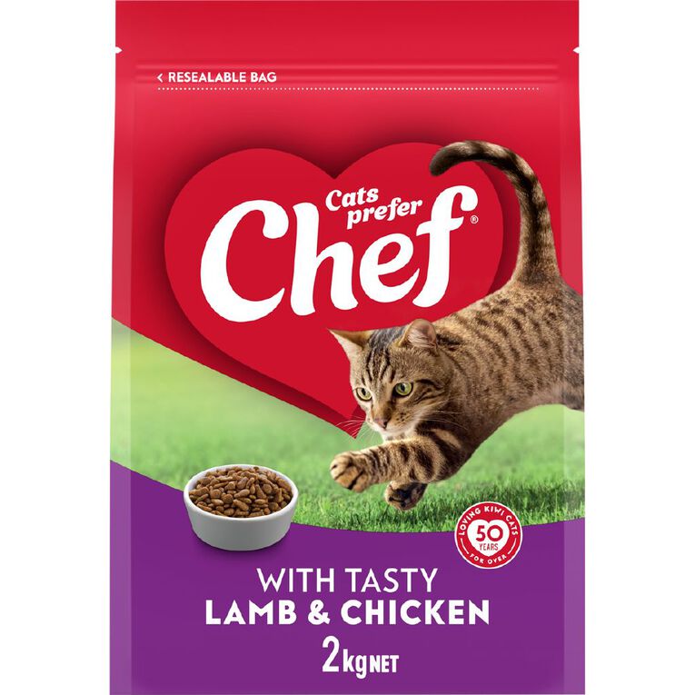 Chef With Tasty Lamb And Chicken Cat Food 2kg, , hi-res