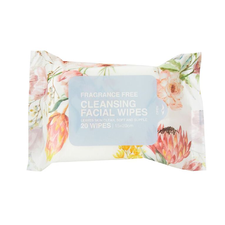 Cleansing Fragrance Free Face Wipes 20 Pack Assorted, , hi-res