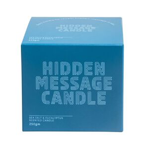 Living & Co Hidden Message Candle Sea Salt & Eucalyptus Blue Dark 250g
