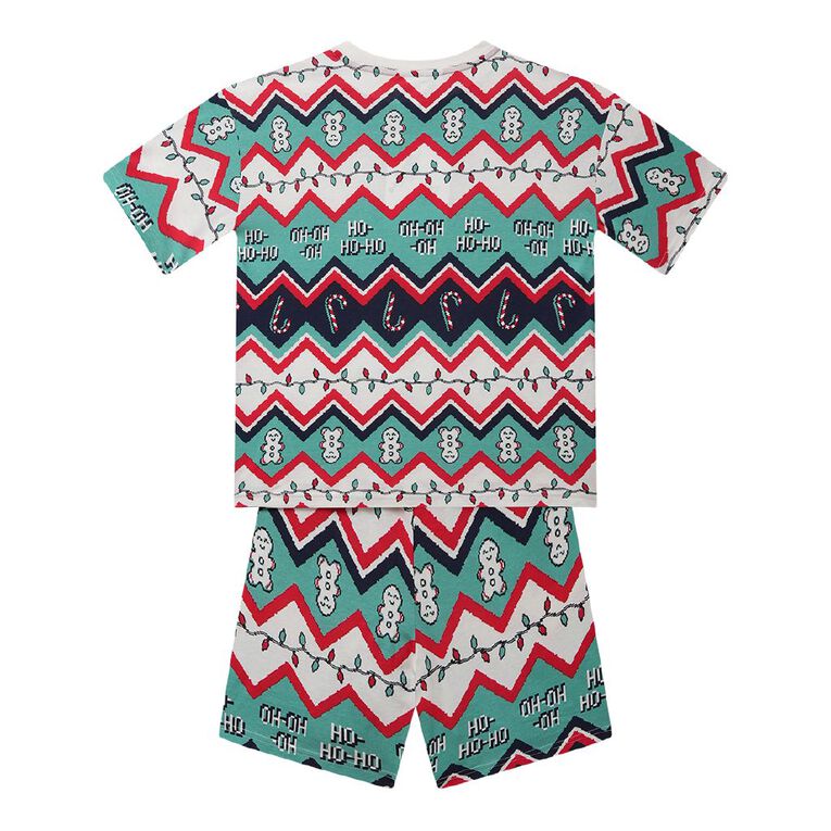 H&H Boys' Christmas Tee and Short Pyjama Set, Green Mid, hi-res
