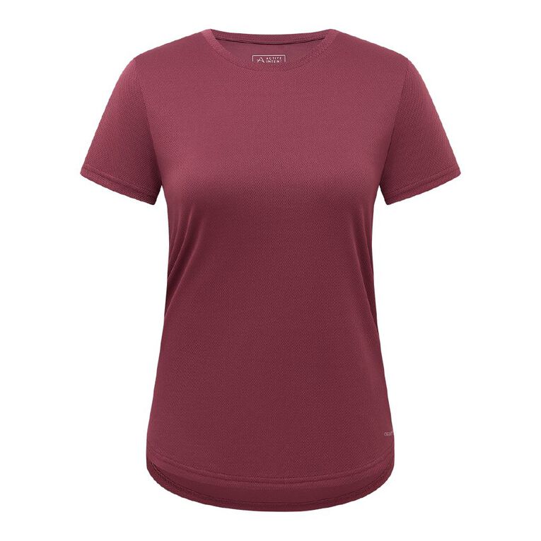 Active Intent Women's Cooldry Crew Neck Tee, Red Dark, hi-res