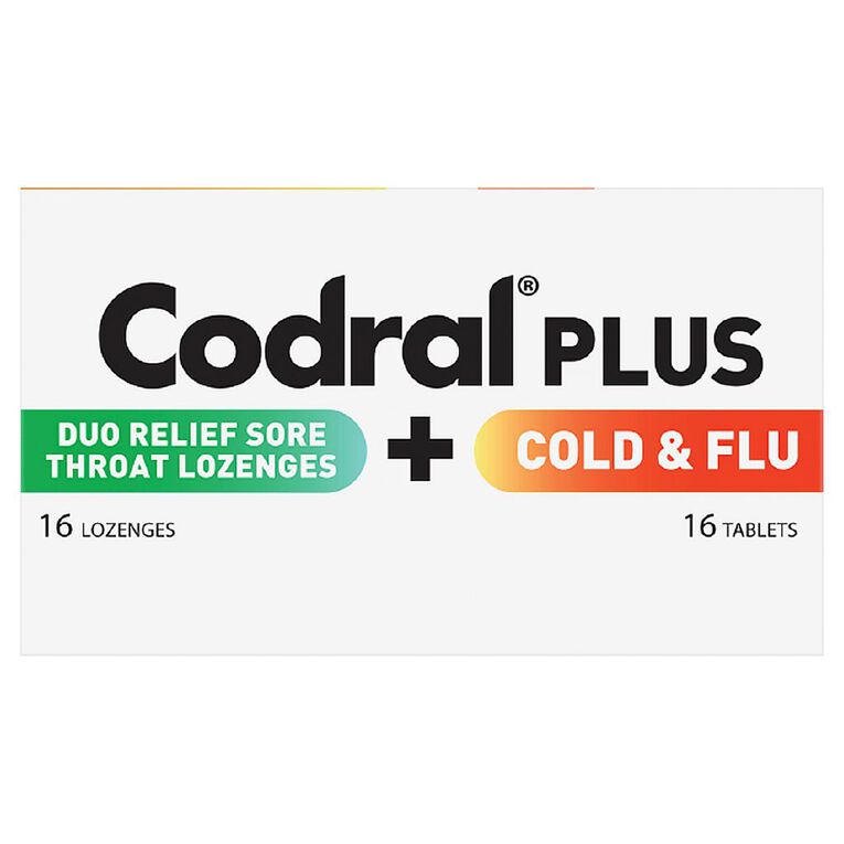 Codral Plus Cold And Flu 16s + Sore Throat Lozenges 16s Kit, , hi-res
