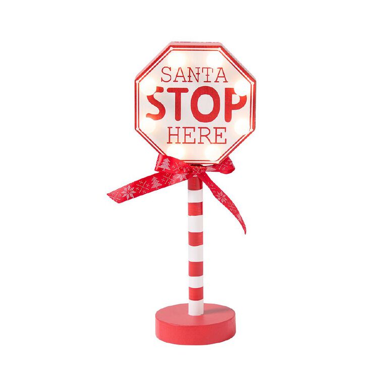 Wonderland Novelty Santa Stop Here Sign, , hi-res
