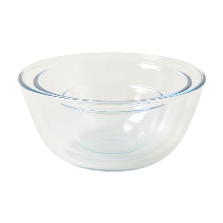 Living & Co Glass Mixing Bowl Set Clear 3 Piece, , hi-res
