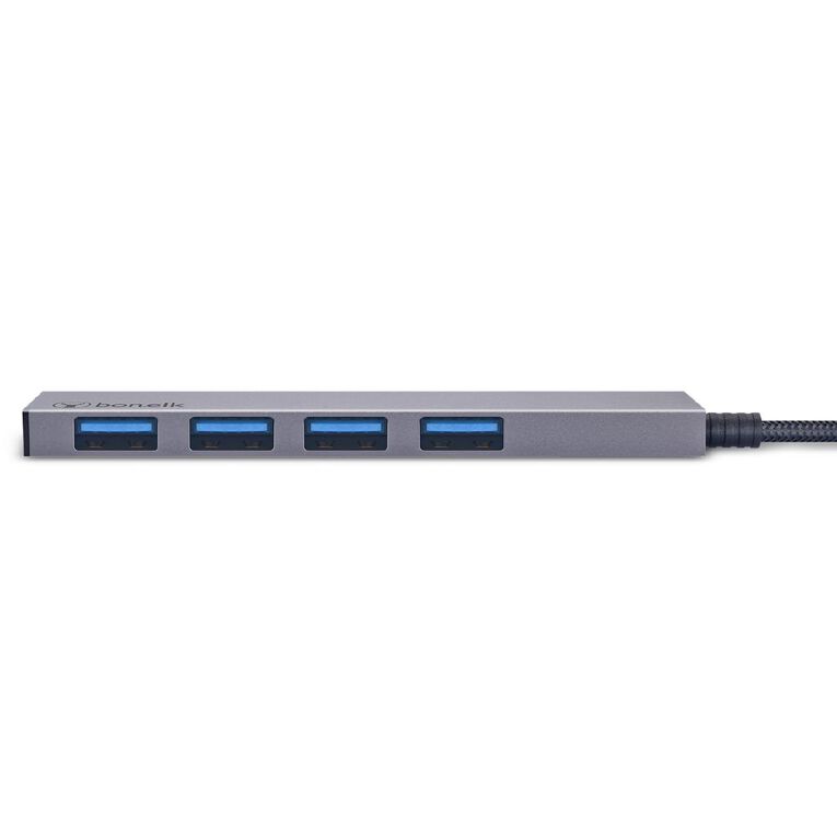 Bonelk Long Life USB C to 4 Port USB 3.0 Slim Hub Space Grey Grey, , hi-res