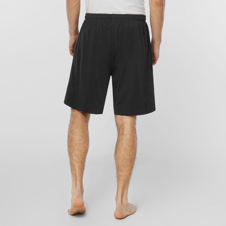 H&H Men's Knit Pyjama Shorts, Black, hi-res