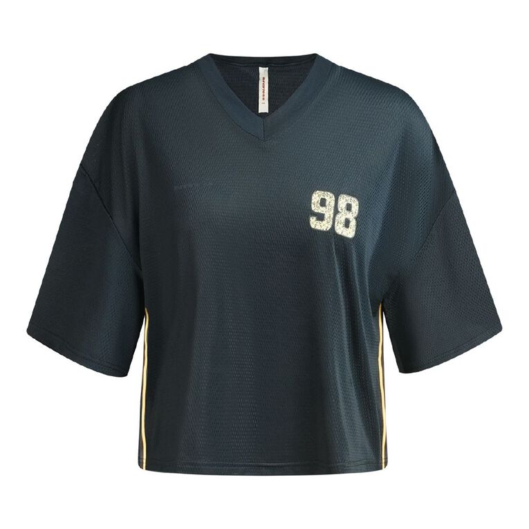 BRDRLESS Zoey Mesh Short Sleeve Tee, Navy, hi-res
