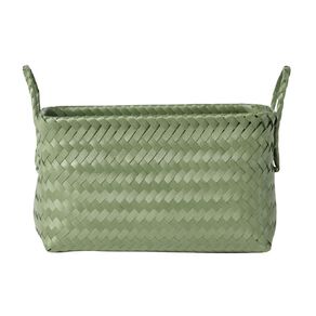 Living & Co Rectangle Plastic Woven Basket Green