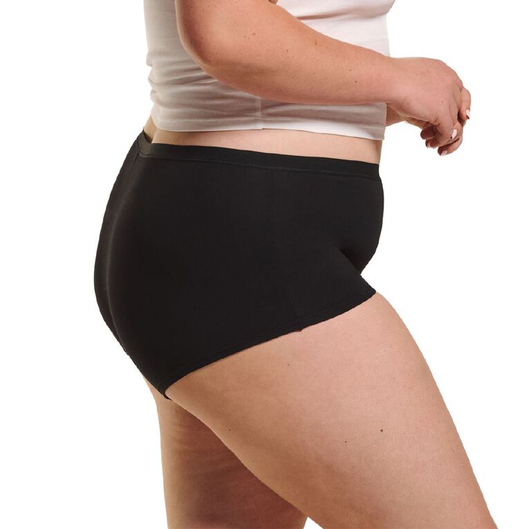 Love Luna Women's Period Shortie Briefs, Black, hi-res