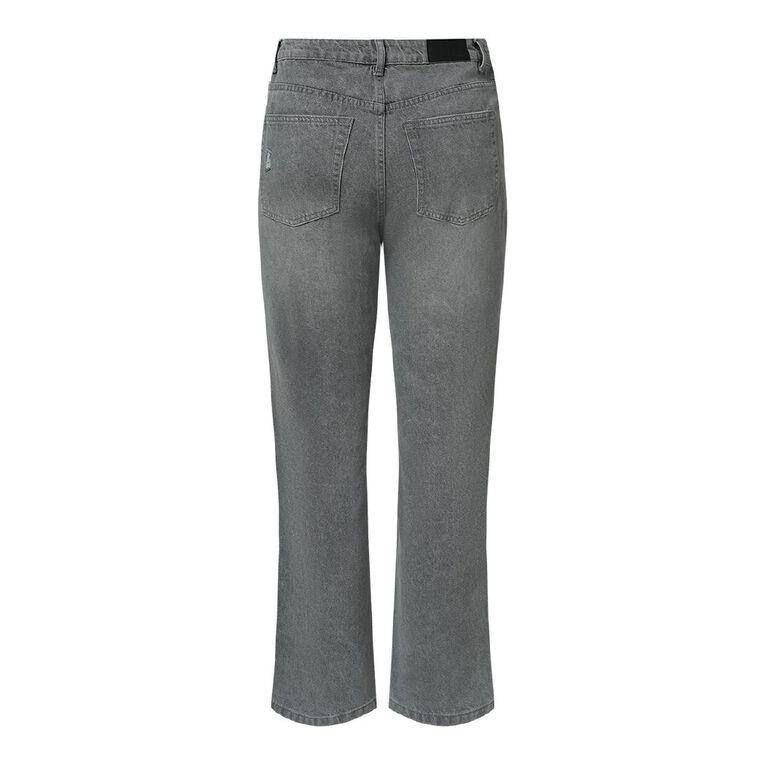 H&H Women's Mid Rise Diamante Straight Leg Jeans, Grey, hi-res
