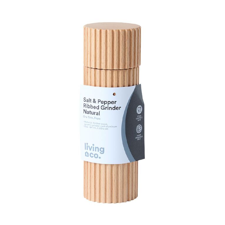Living & Co Salt & Pepper Ribbed Grinder Natural, , hi-res