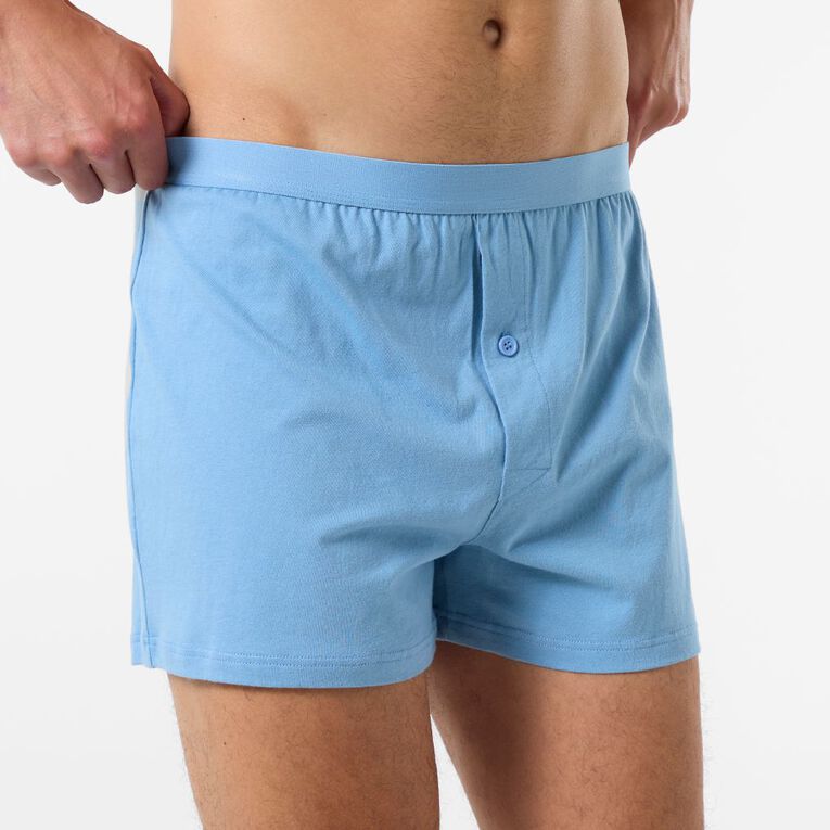 H&H Men's Loose Knit Boxers 3 Pack, Blue/Navy, hi-res