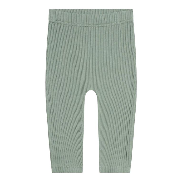 Young Original Babies' Rib Leggings 3 Pack, Green Mid, hi-res