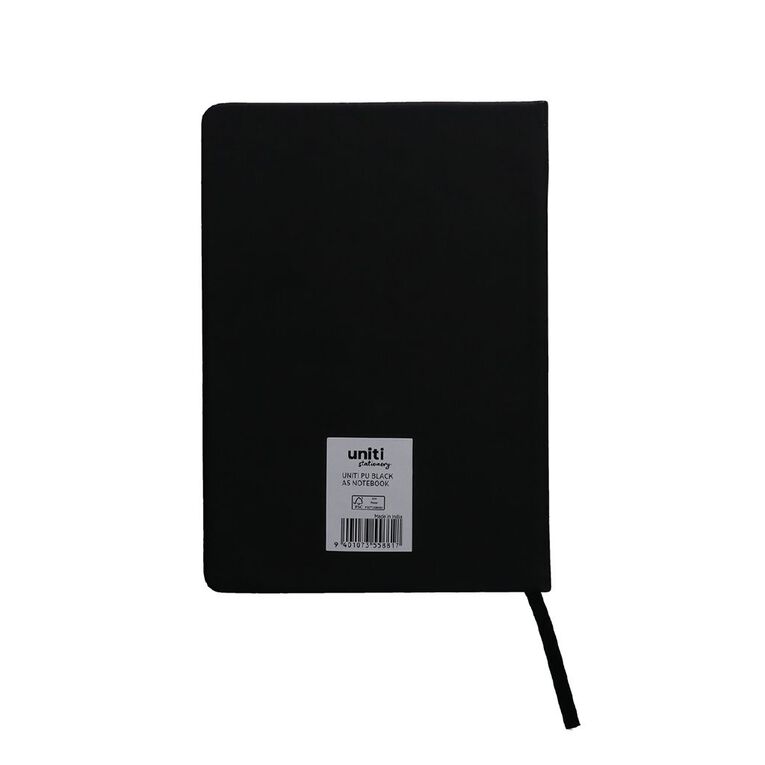 Uniti Stationery A5 Polyurethane Hard Cover Black Notebook, , hi-res