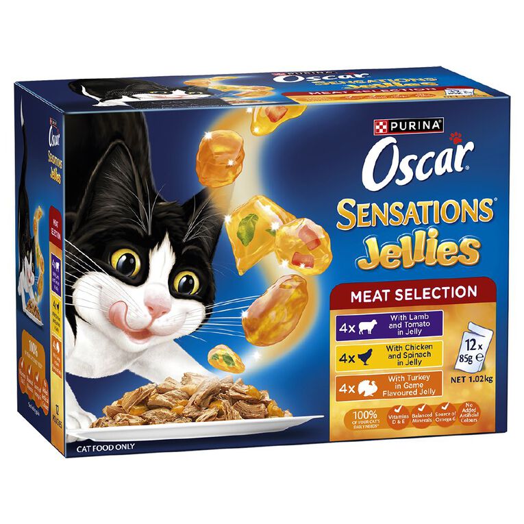 Oscar Sensations Jellies Meat Selection Wet Cat Food Pouch 12 x 85g, , hi-res