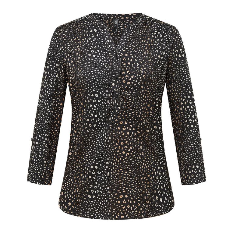 H&H Women's PB Henley, Black, hi-res