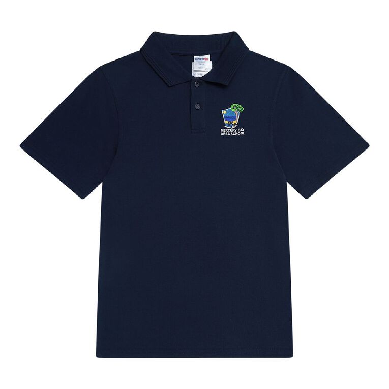 Schooltex Mercury Bay Short Sleeve Polo With Embroidery, Navy, hi-res