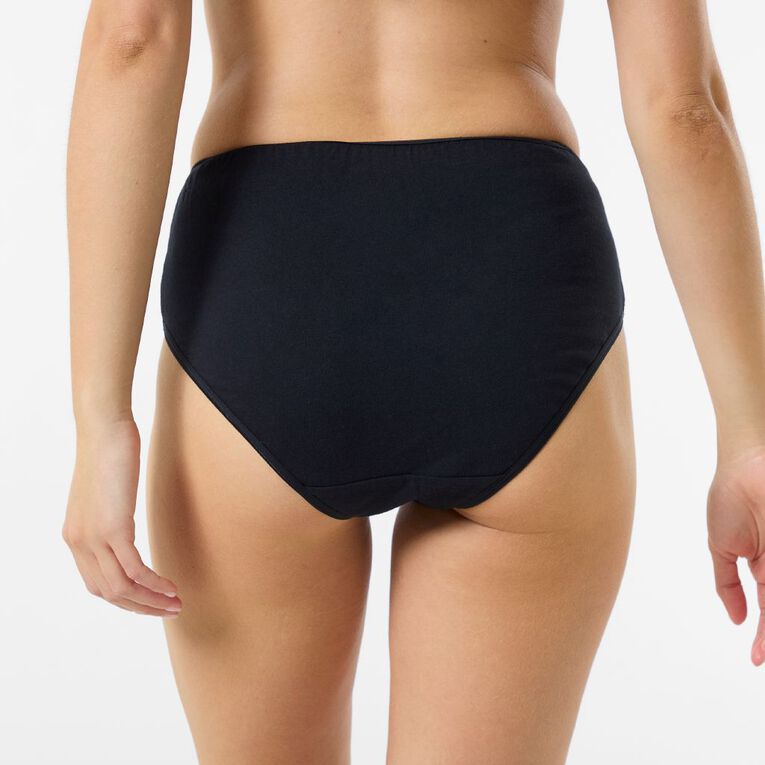 H&H Women's Midi Briefs 5 Pack, Black, hi-res