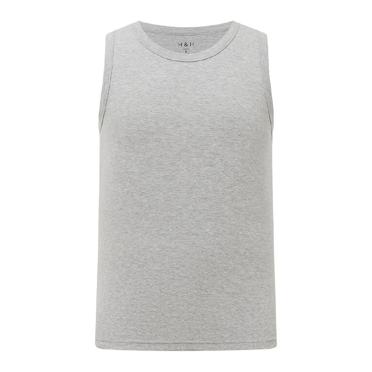 H&H Men's Plain Singlet, Grey Light, hi-res