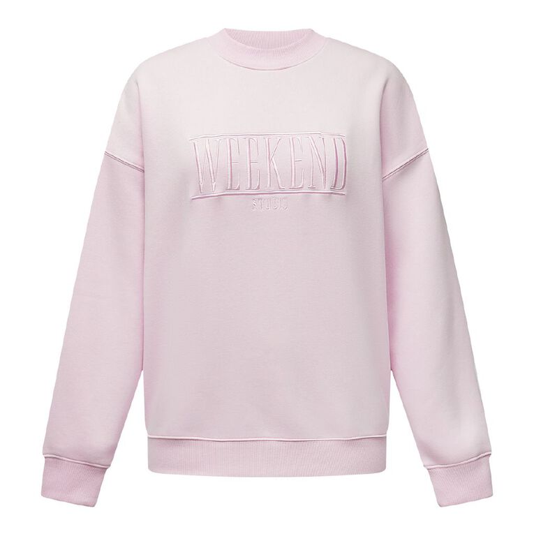 H&H Women's Long Sleeve Graphic Fleece Crew, Pink Light, hi-res
