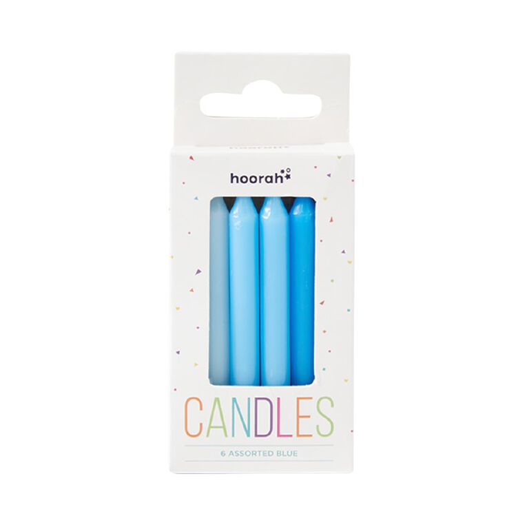 Hoorah Assorted Blue Birthday Candles Blue 6 Pack, , hi-res