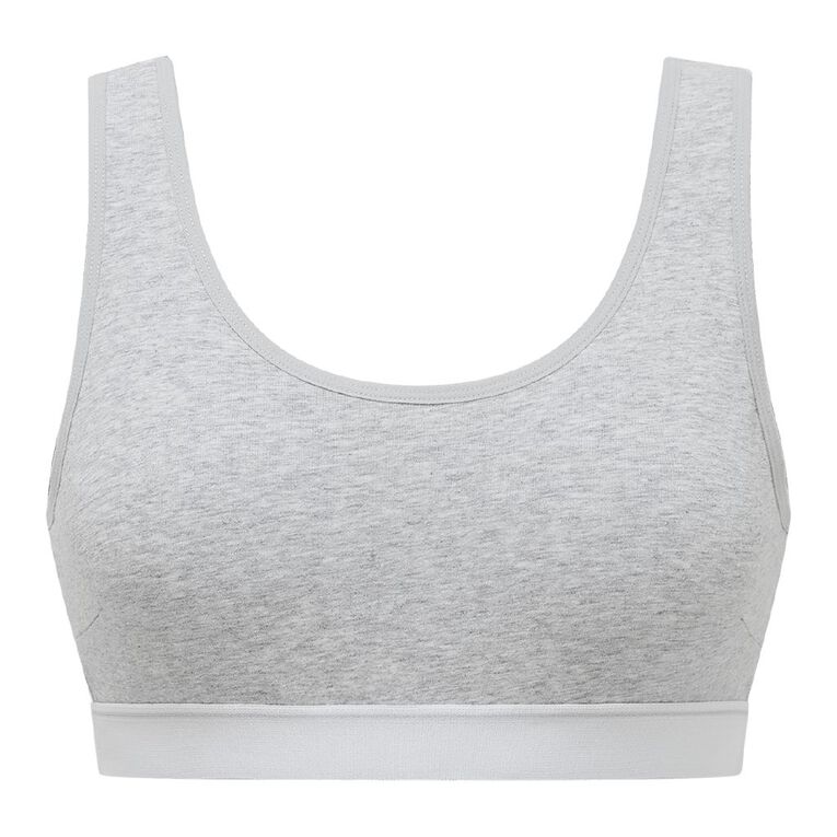 H&H Women's Basic Wide Band Crop Top, Grey Marle, hi-res