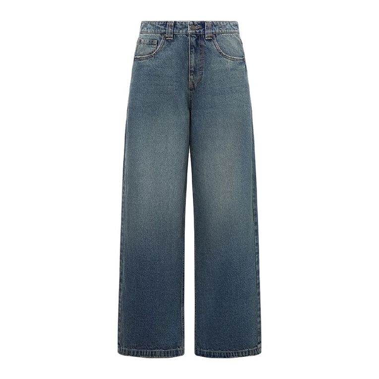 Garage Women's Low Rise Baggy Jeans, Denim Mid, hi-res