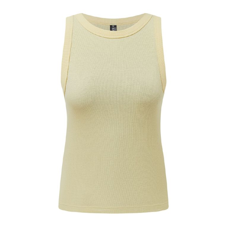 H&H Women's Rib Racer Back Tank, Yellow Light, hi-res